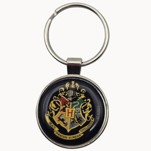 Harry Potter Metal Hogwarts Crest Keychain Gold Black‎ House Emblem Collectible